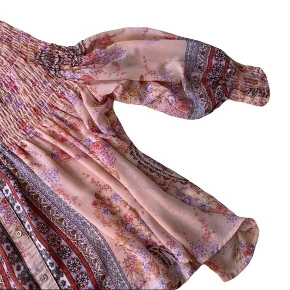 Altar'd State Boho Flowy Romantic Floral Print Pleated Tunic S - Picture 5 of 11